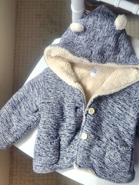 Cozy  Gap Navy Marled Hooded Baby Jacket with Sherpa Lining